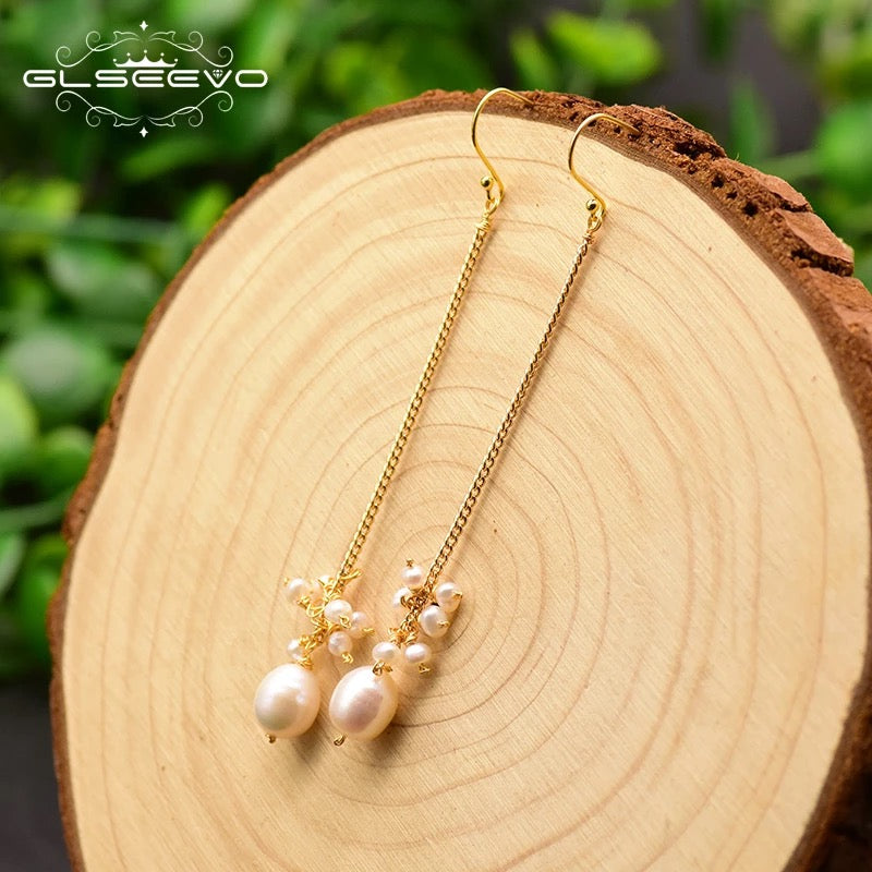 Fresh Water Pearl Earrings Long Drop Earrings For Women