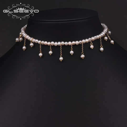 Fashion Statement Freshwater Pearl Choker Women Beads Tassel Pendant Necklace Bib Collar Jewelry