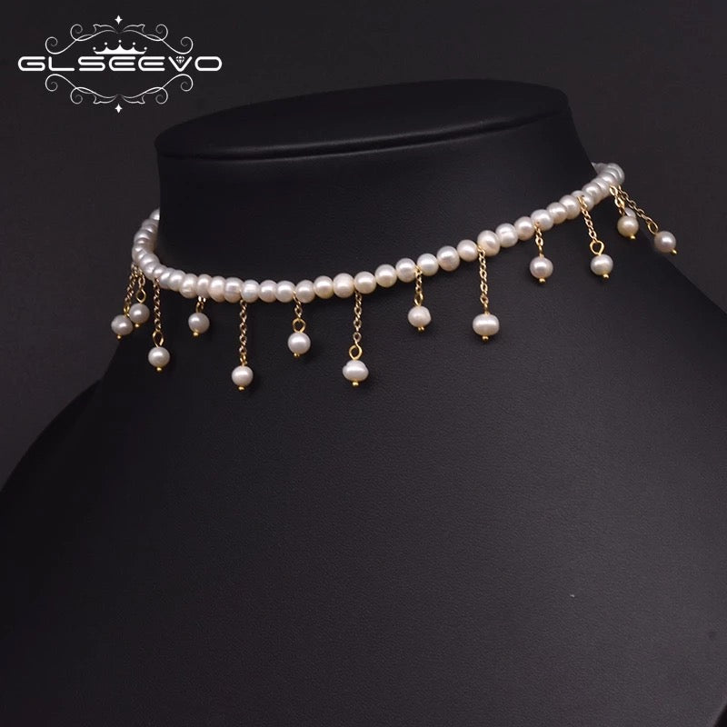 Fashion Statement Freshwater Pearl Choker Women Beads Tassel Pendant Necklace Bib Collar Jewelry