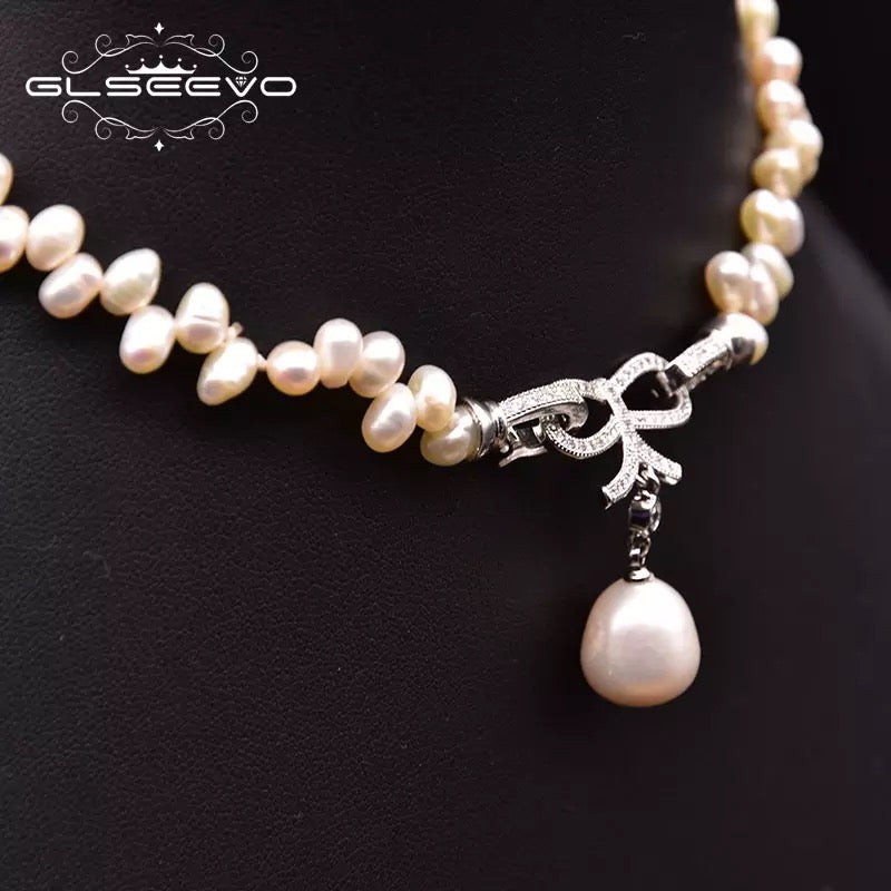 Vintage Natural Fresh Water Off White Pearl Necklace For Women's