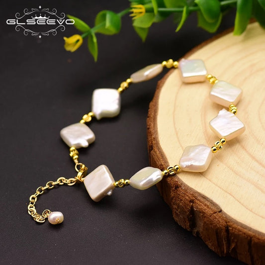 Square Shaped Pure Pearl Adjustable Bracelet For Women Party Jewelry