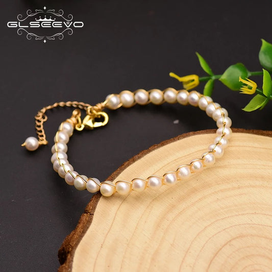 Natural Fresh Water Pearl Beaded Adjustable Bracelet For Women Party Jewelry