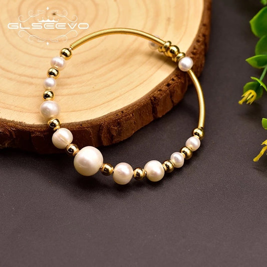 Handmade Original Design Natural Fresh Water Pearl Cuff Bracelet For Women