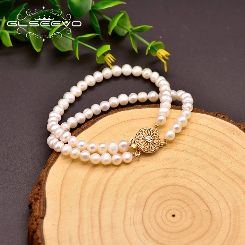 Classic And Trendy New Double Layer Ladies Freshwater Pearl Bracelet