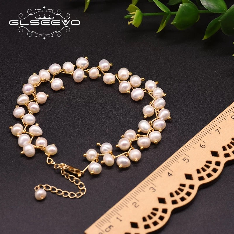 Designer Adjustable Baroque Fresh Water Pearl Bracelet For Women