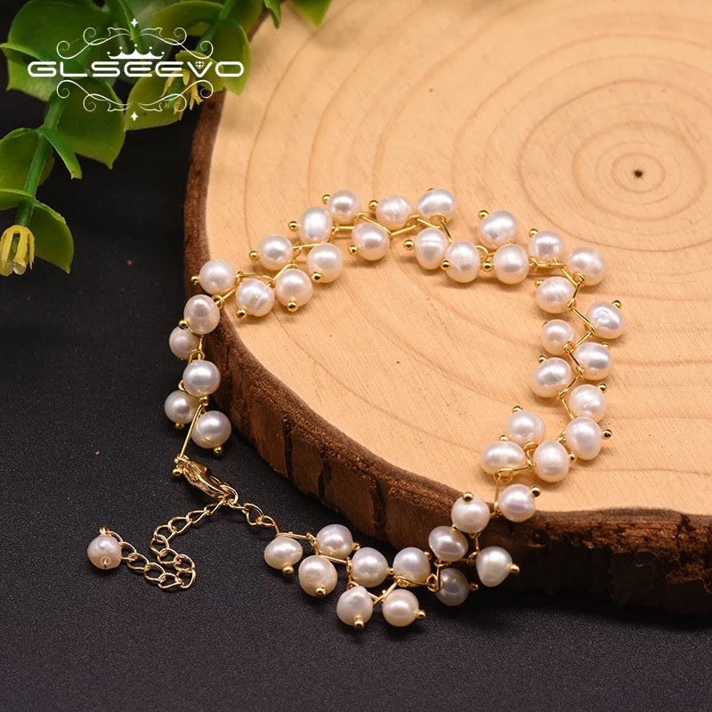 Designer Adjustable Baroque Fresh Water Pearl Bracelet For Women