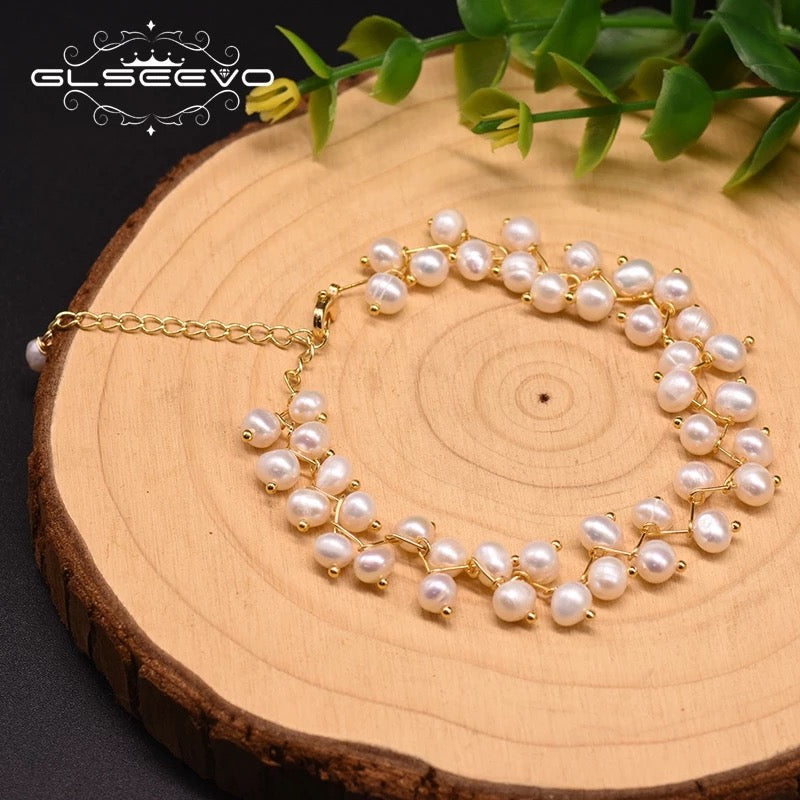 Designer Adjustable Baroque Fresh Water Pearl Bracelet For Women