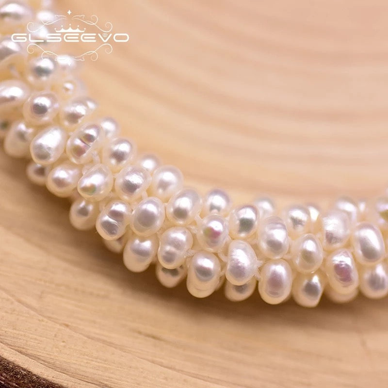 Pure Natural Fresh Water Tiny Cluster Pearl Bracelet for Women