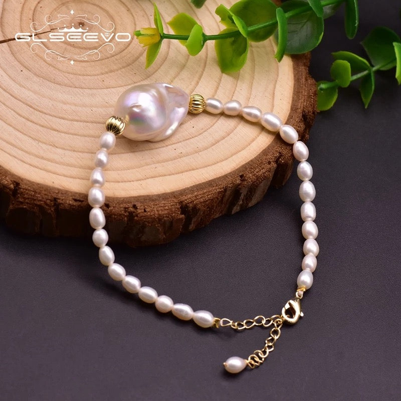 Baroque Fresh Water Pearl Adjustable Charm Bracelets For Women