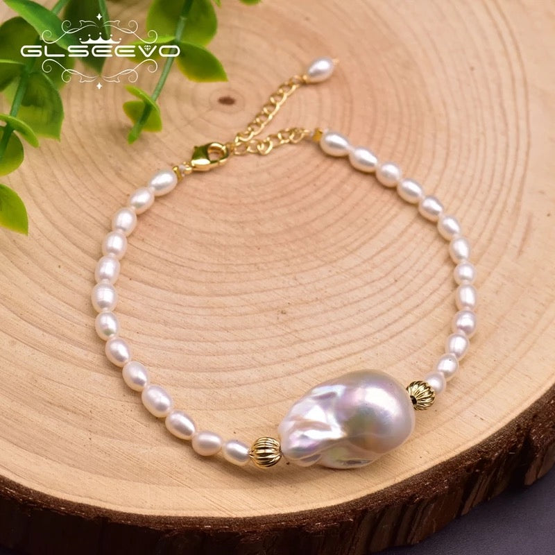 Baroque Fresh Water Pearl Adjustable Charm Bracelets For Women