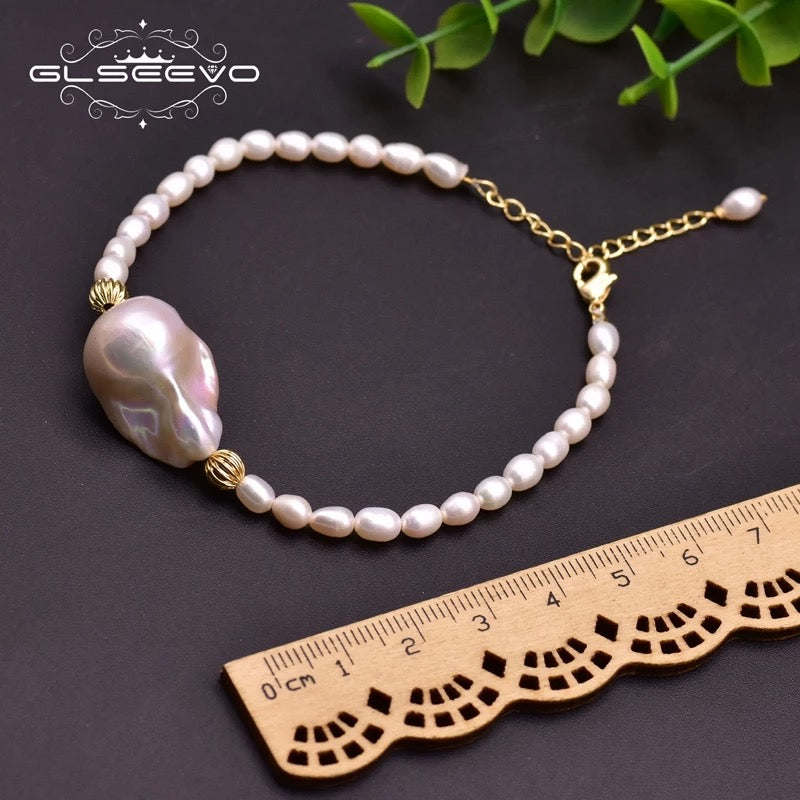 Baroque Fresh Water Pearl Adjustable Charm Bracelets For Women