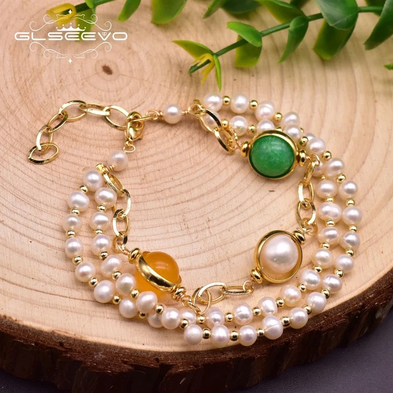 Women's Fashionable Fresh Water Pearl Beaded Adjustable Bracelets