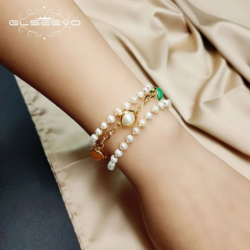 Women's Fashionable Fresh Water Pearl Beaded Adjustable Bracelets