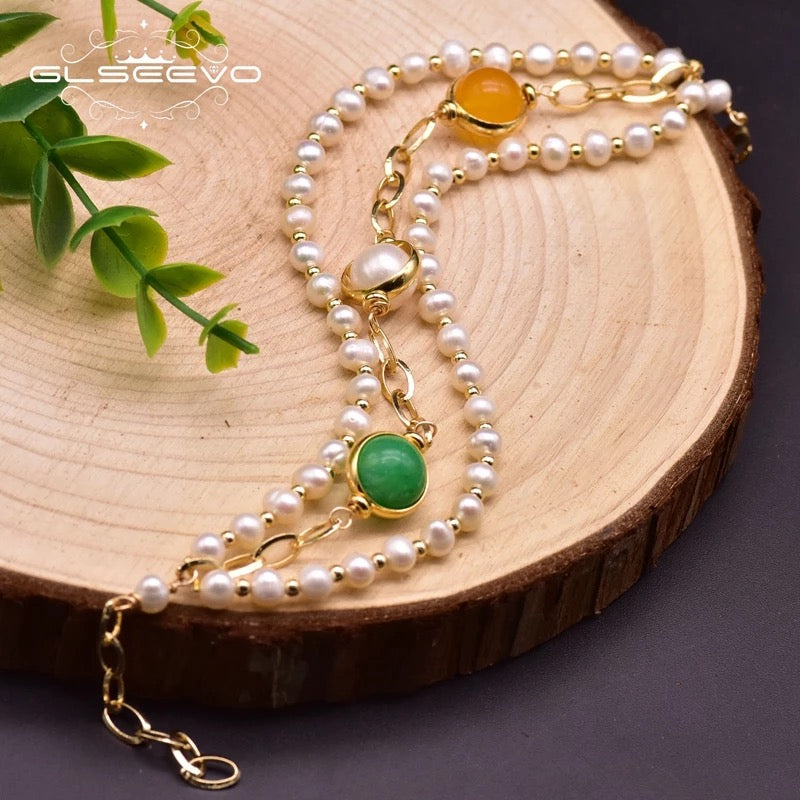 Women's Fashionable Fresh Water Pearl Beaded Adjustable Bracelets