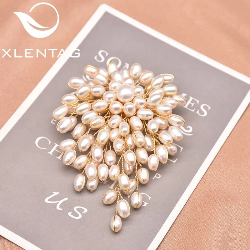 Pretty Vintage Hand Wired Natural Fresh Water Cluster Pearl Brooches For Women