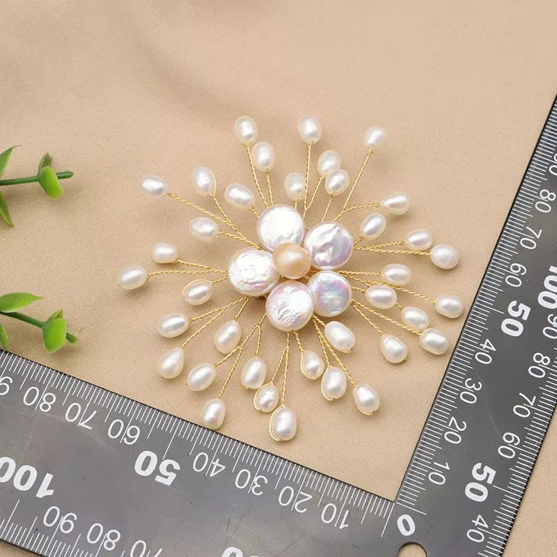 Natural Freshwater Pearl Brooch, 18k Gold Plated Brooch with Real Pearl, Safety Pin Brooch For Women