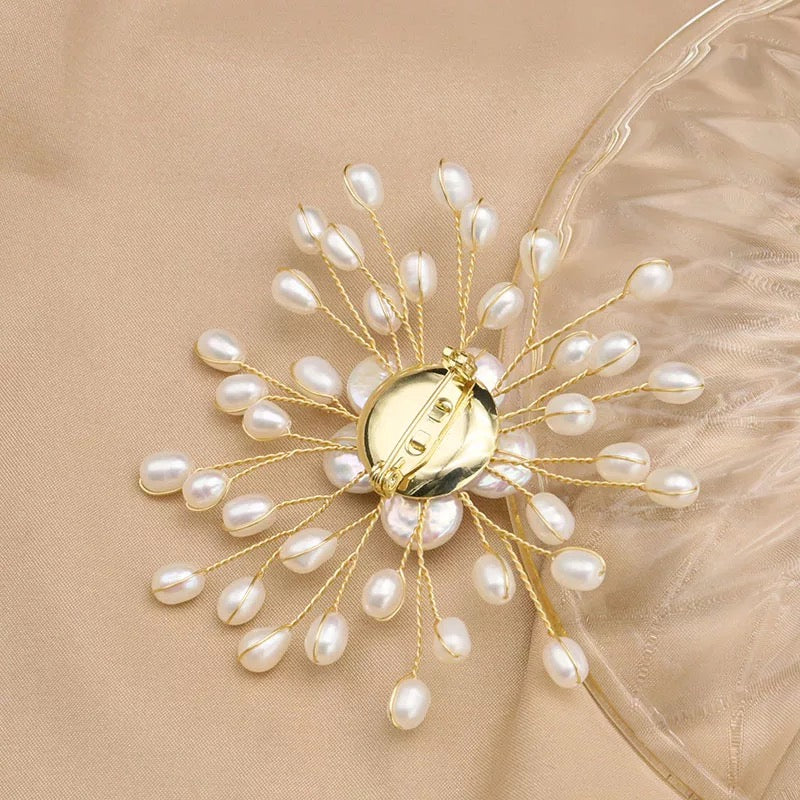 Natural Freshwater Pearl Brooch, 18k Gold Plated Brooch with Real Pearl, Safety Pin Brooch For Women