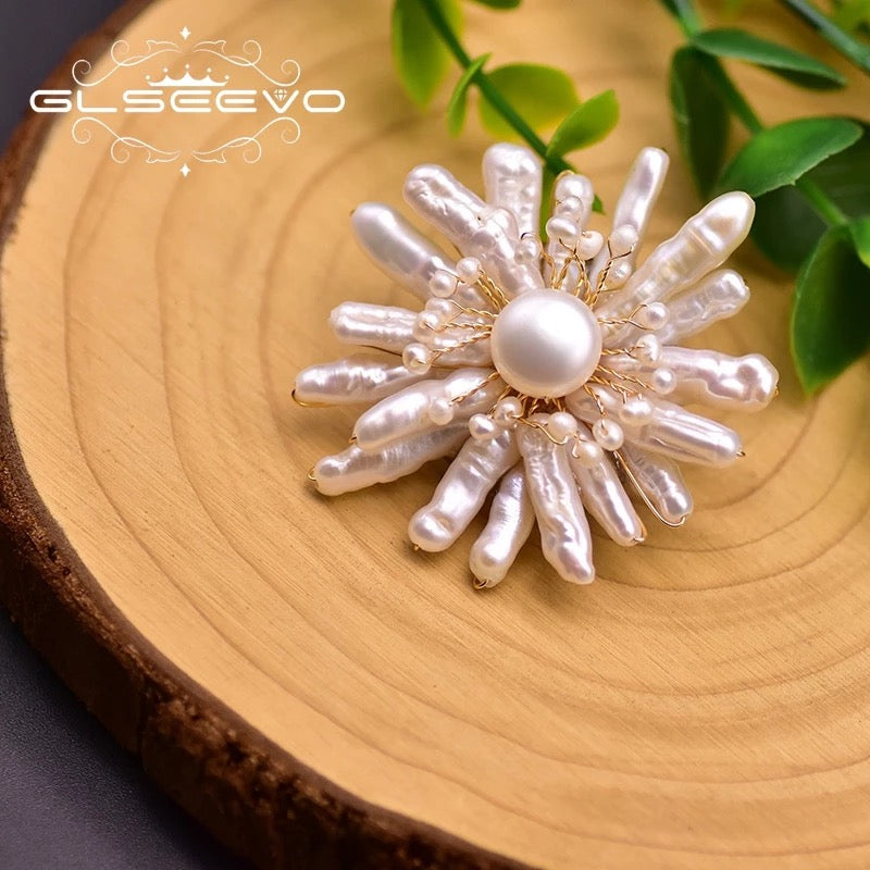 Creative fresh Water Irregular Pearl Safety Pin Brooch For Women