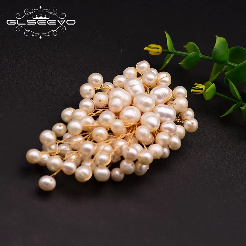 Natural Fresh Water Cluster Pearl Brooch For Women Party Wedding Gift Handmade Brooch