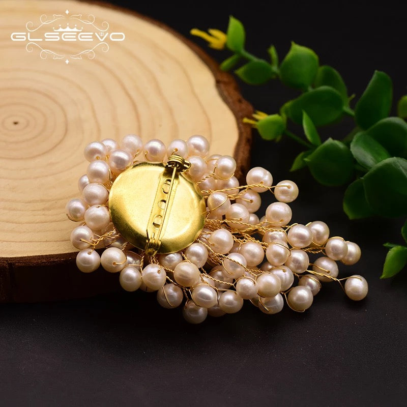 Natural Fresh Water Cluster Pearl Brooch For Women Party Wedding Gift Handmade Brooch