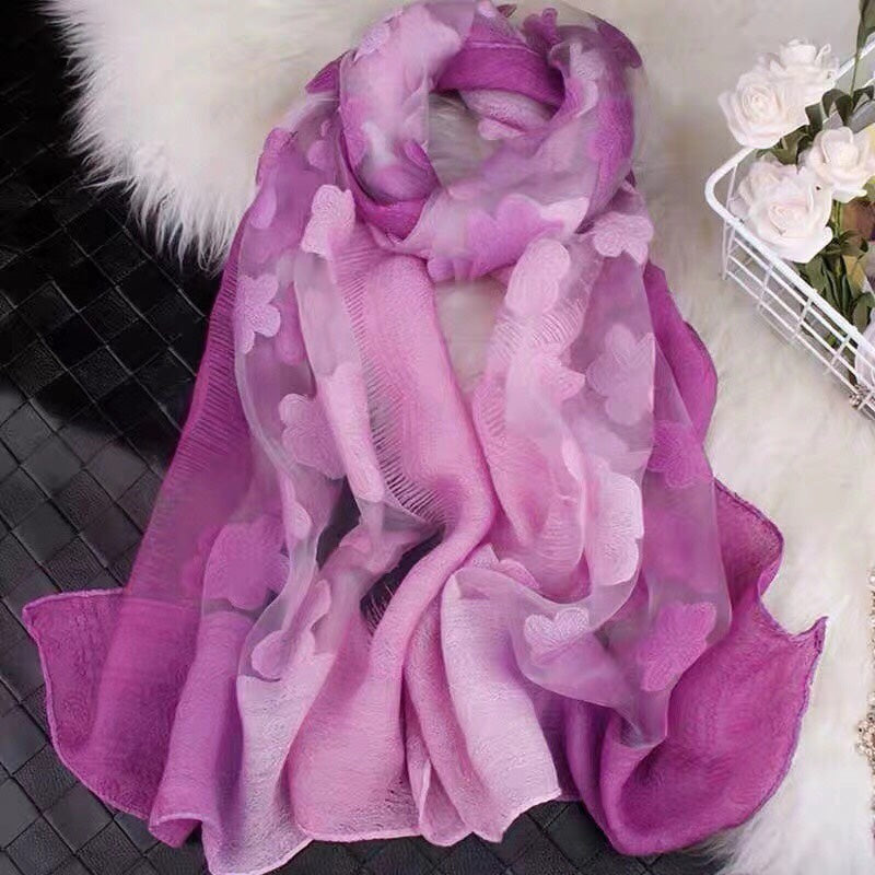 Miracle Heals Womens Fashion Silk Floral Long Scarf Headwrap Shawls