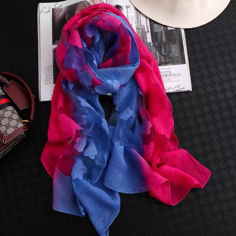 Miracle Heals Womens Fashion Silk Floral Long Scarf Headwrap Shawls