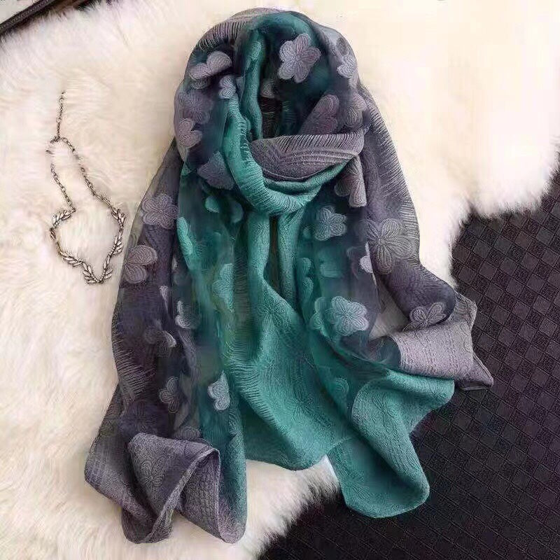 Miracle Heals Womens Fashion Silk Floral Long Scarf Headwrap Shawls