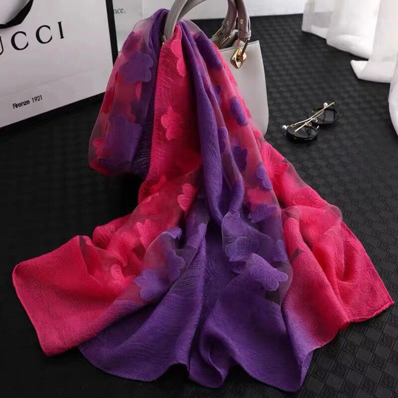 Miracle Heals Womens Fashion Silk Floral Long Scarf Headwrap Shawls