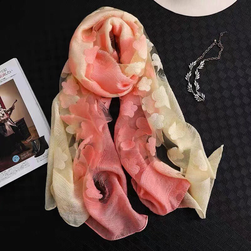 Miracle Heals Womens Fashion Silk Floral Long Scarf Headwrap Shawls